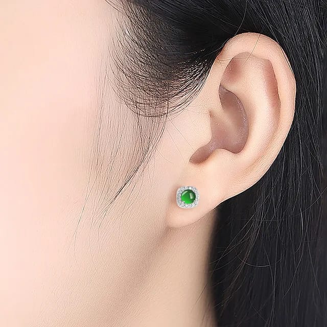 Authentic Natural A-grade Jade Earrings for Women Luxurious S925 Silver Inlaid Zircon Elegant Exquisite Queen Princess Jewelry 4
