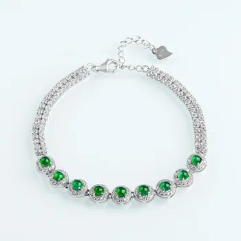 Natural A-grade Jade Diamond Nine Chain Beaded Bracelet for Women S925 Silver Fashion High Grade Handicrafts Exquisite Jewelry 1