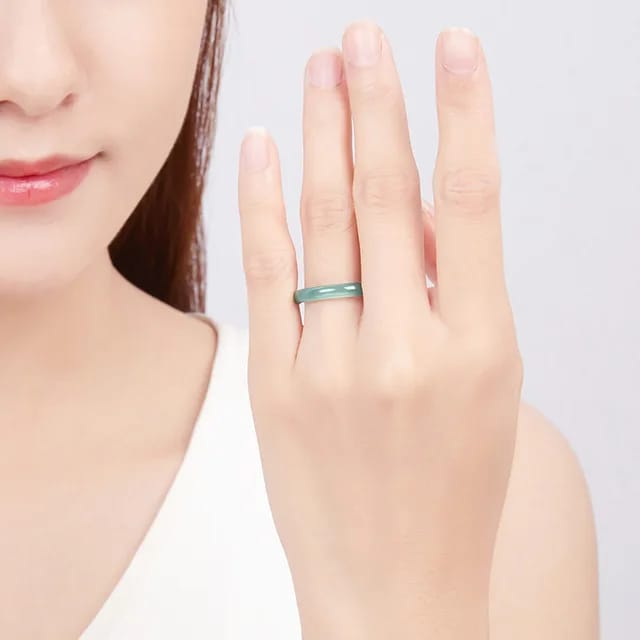 Natural A-grade Jade Blue Aqua Ring for Men and Women Basic Summer Cold and Fatigue Eliminating High Quality Jewelry Gift 3