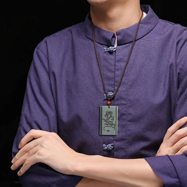 Genuine Natural Hotan Jade Moyu Dragon Pendant Talisman Zodiac High-end Male Traditional Ethnic Style Jade Pendant New Jewelry 2