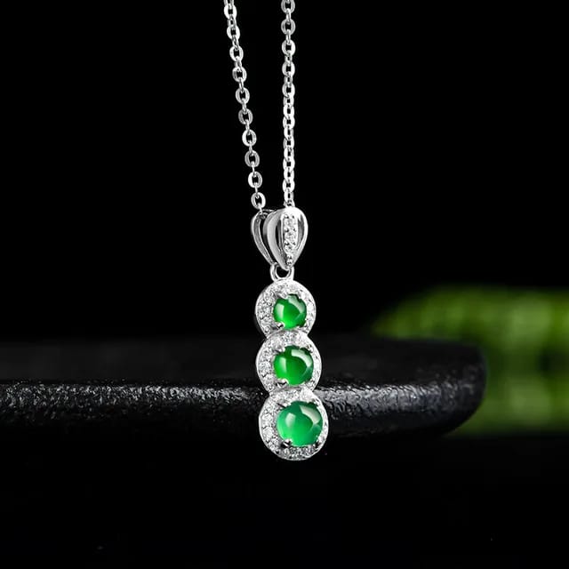 High Grade Natural A-grade Jade Necklace S925 Silver Chain Inlaid with Zircon Kidney Bean Jewelry for Women's Fine Fashion Gift 2