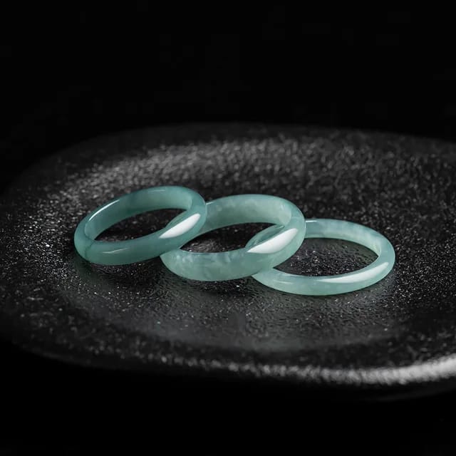 Natural A-grade Jade Blue Aqua Ring for Men and Women Basic Summer Cold and Fatigue Eliminating High Quality Jewelry Gift 2