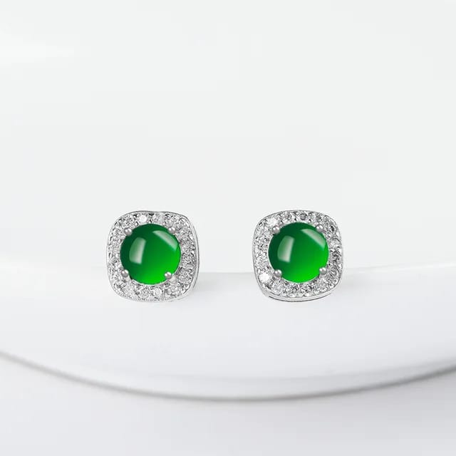 Authentic Natural A-grade Jade Earrings for Women Luxurious S925 Silver Inlaid Zircon Elegant Exquisite Queen Princess Jewelry 2