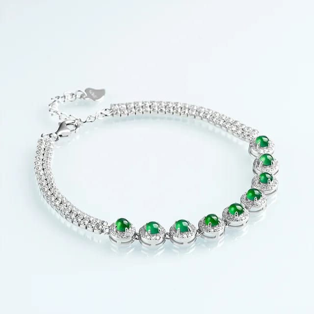 Natural A-grade Jade Diamond Nine Chain Beaded Bracelet for Women S925 Silver Fashion High Grade Handicrafts Exquisite Jewelry 2