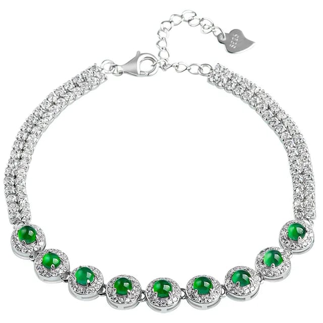 Natural A-grade Jade Diamond Nine Chain Beaded Bracelet for Women S925 Silver Fashion High Grade Handicrafts Exquisite Jewelry 5