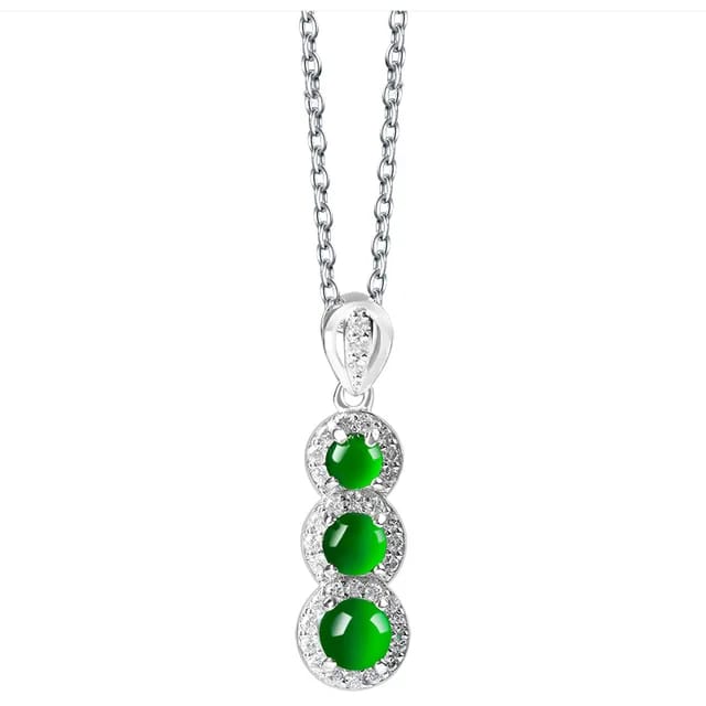 High Grade Natural A-grade Jade Necklace S925 Silver Chain Inlaid with Zircon Kidney Bean Jewelry for Women's Fine Fashion Gift 5