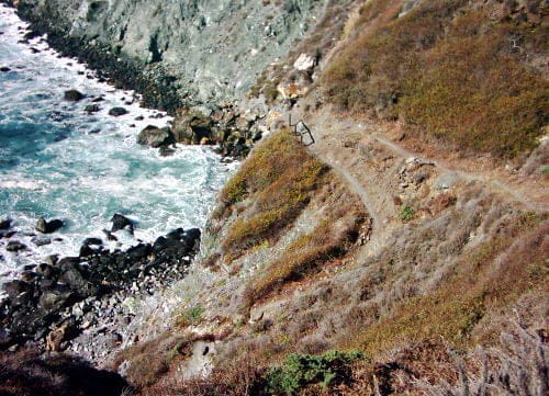 Showing the steep decent of jade cove trail to the beach.