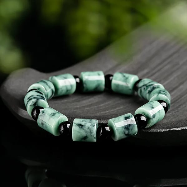 Natural Myanmar A-grade Jade Bracelet Light Green Floating Flower Bucket Beads Bangle Ink Style Men's Advanced Fine Jewelry Gift 2