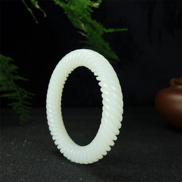 White Jade Bangle | Hand Carved Chinese Mutton Fat Jade 3