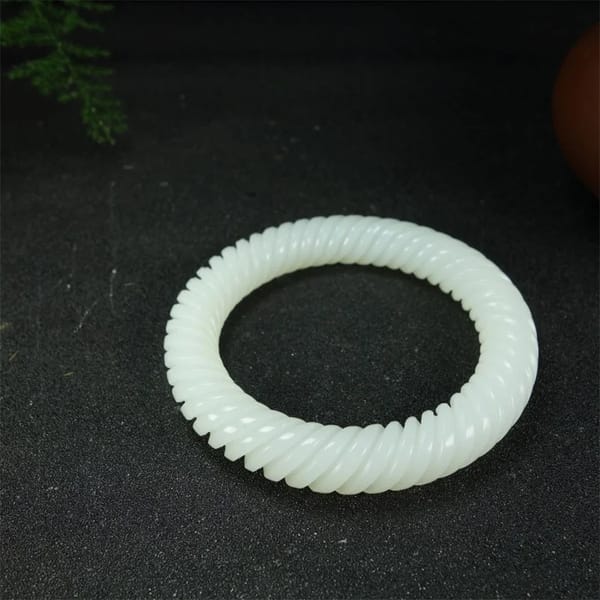 White Jade Bangle | Hand Carved Chinese Mutton Fat Jade 2