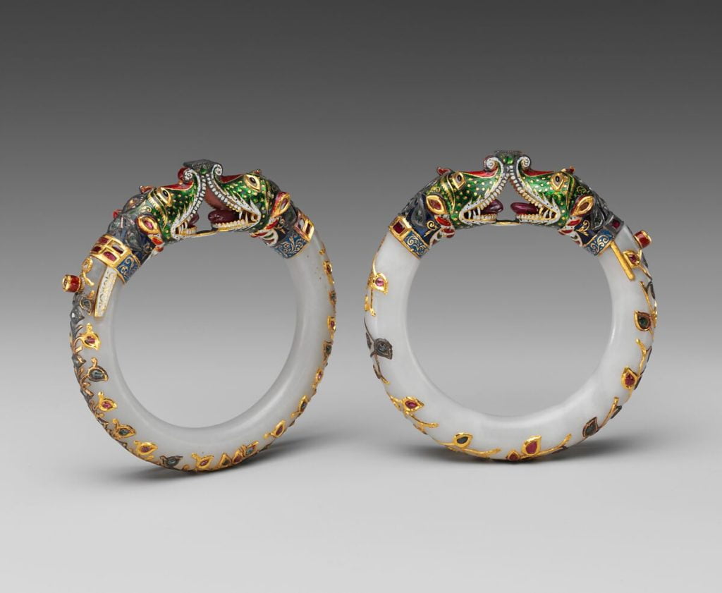 White nephrite jade bracelets, made in the 18th century.
