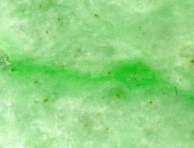 Close-up of imperial green jadeite vein showing translucency